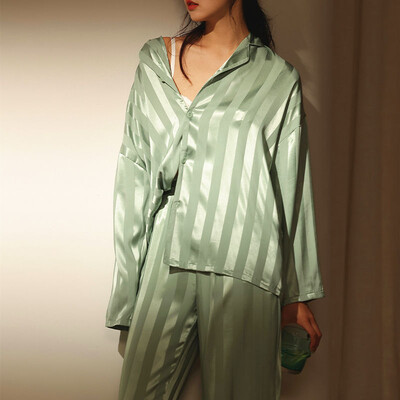 Női pizsama szett lehúzható gallér zseb hosszú ujjú alkalmi nadrág 2 részes szett hálóruha Női otthoni öltöny Női hangulatos hálóruha