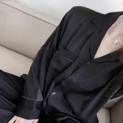 Női pizsama szett lehúzható gallér zseb hosszú ujjú alkalmi nadrág 2 részes szett hálóruha Női otthoni öltöny Női hangulatos hálóruha