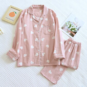 Nová jarná a jesenná pyžamová súprava pre ženy, 100 % bavlnené nohavice s dlhým rukávom, dvojdielna súprava Love Lovely Sweet Home Functional Set