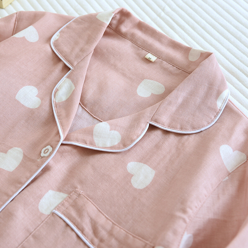 Nová jarná a jesenná pyžamová súprava pre ženy, 100 % bavlnené nohavice s dlhým rukávom, dvojdielna súprava Love Lovely Sweet Home Functional Set