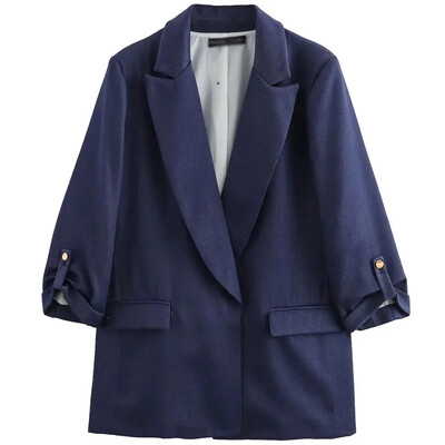 TRAF női blézerkabát, fehér, rózsaszín, női blézer, felhúzott ujjú, irodai dzsekik, női, 2024. nyár, zöld, elegáns női kabát