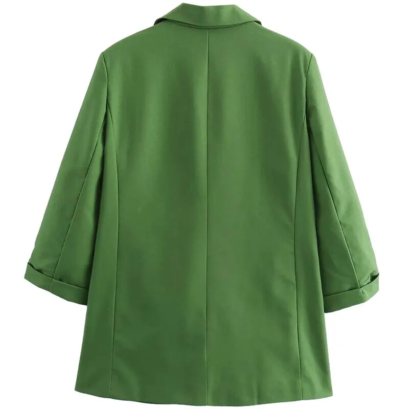 TRAF női blézerkabát, fehér, rózsaszín, női blézer, felhúzott ujjú, irodai dzsekik, női, 2024. nyár, zöld, elegáns női kabát