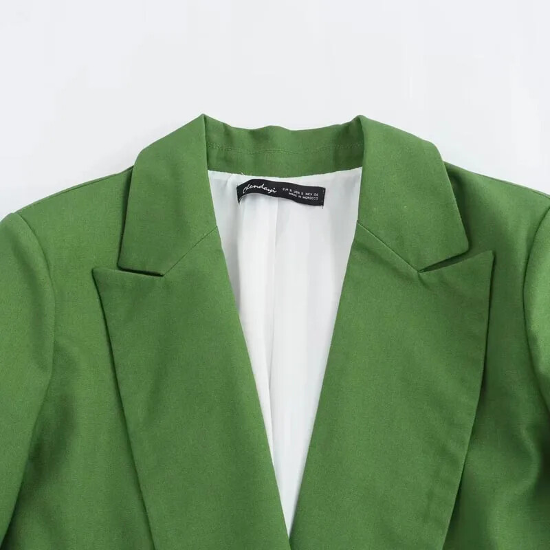 TRAF női blézerkabát, fehér, rózsaszín, női blézer, felhúzott ujjú, irodai dzsekik, női, 2024. nyár, zöld, elegáns női kabát