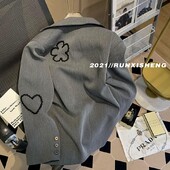 3D virág szív hímzés blézer női egyedi dizájn ősz és tél új alkalmi elegáns bő öltöny divat kiváló minőség