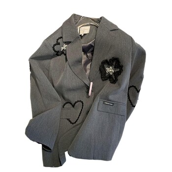 3D Flower Heart Embroidery Blazer Γυναικείο Μοναδικό Σχέδιο Φθινοπώρου και Χειμώνα Νέο Casual κομψό φαρδύ κοστούμι μόδας υψηλής ποιότητας