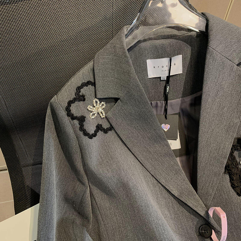 3D virág szív hímzés blézer női egyedi dizájn ősz és tél új alkalmi elegáns bő öltöny divat kiváló minőség