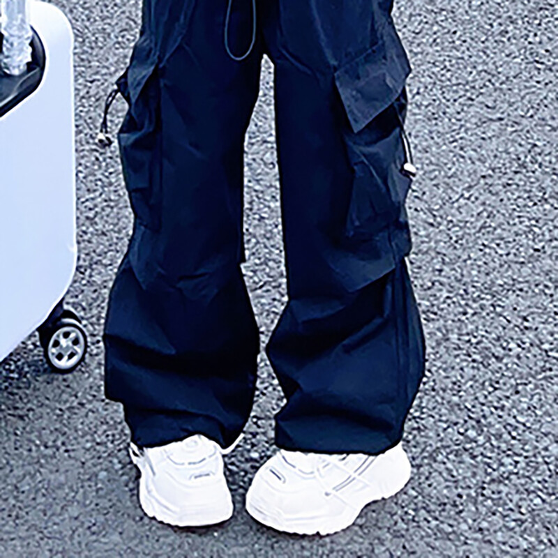 Naujos vaikiškos „Cargo“ kelnės „Stright Fit“ mokyklinės kelnės, skirtos hiphopo šokiams, universalios, laisvos juosmens, paprastos ilgos kelnės su kišene