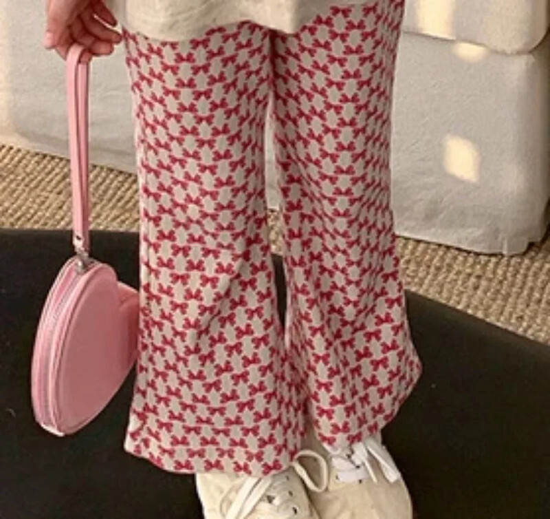 Korėjos leidimas vaikiškos kūdikių kelnės su gėlėmis mergaitėms Madingos mielos rožinės 2024 m. pavasario naujos kelnės, vaikiški drabužiai