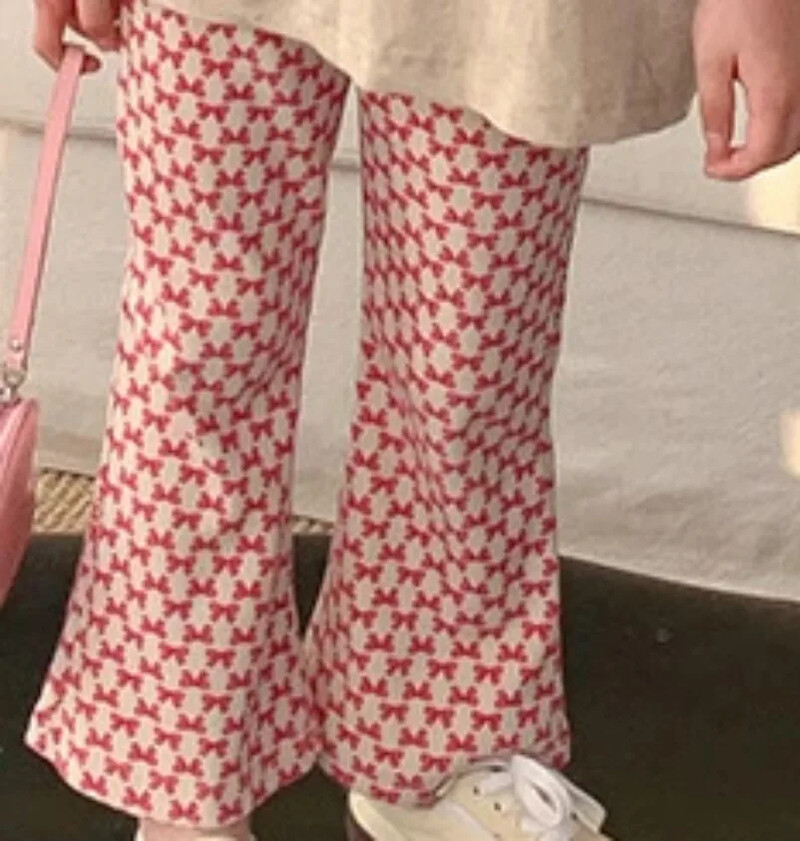 Korėjos leidimas vaikiškos kūdikių kelnės su gėlėmis mergaitėms Madingos mielos rožinės 2024 m. pavasario naujos kelnės, vaikiški drabužiai