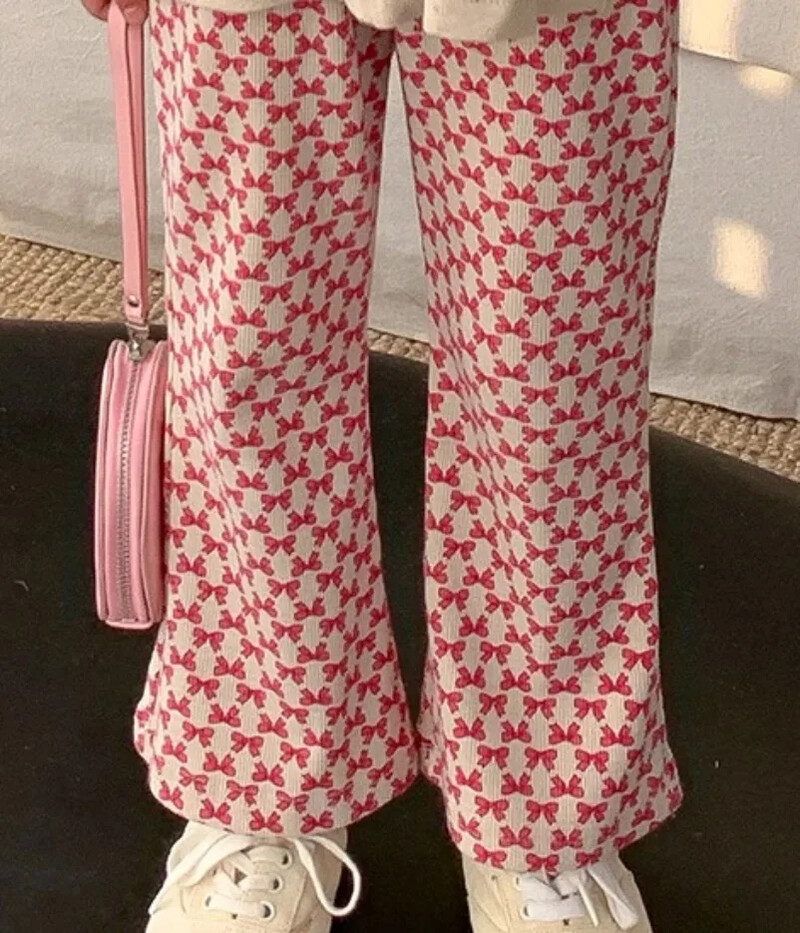 Korėjos leidimas vaikiškos kūdikių kelnės su gėlėmis mergaitėms Madingos mielos rožinės 2024 m. pavasario naujos kelnės, vaikiški drabužiai