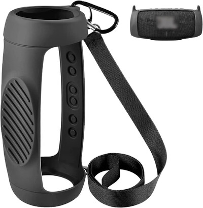 Силиконов калъф за Bluetooth високоговорител JBL Charge 5, Защитен за носене при пътуване с презрамка и карабинер