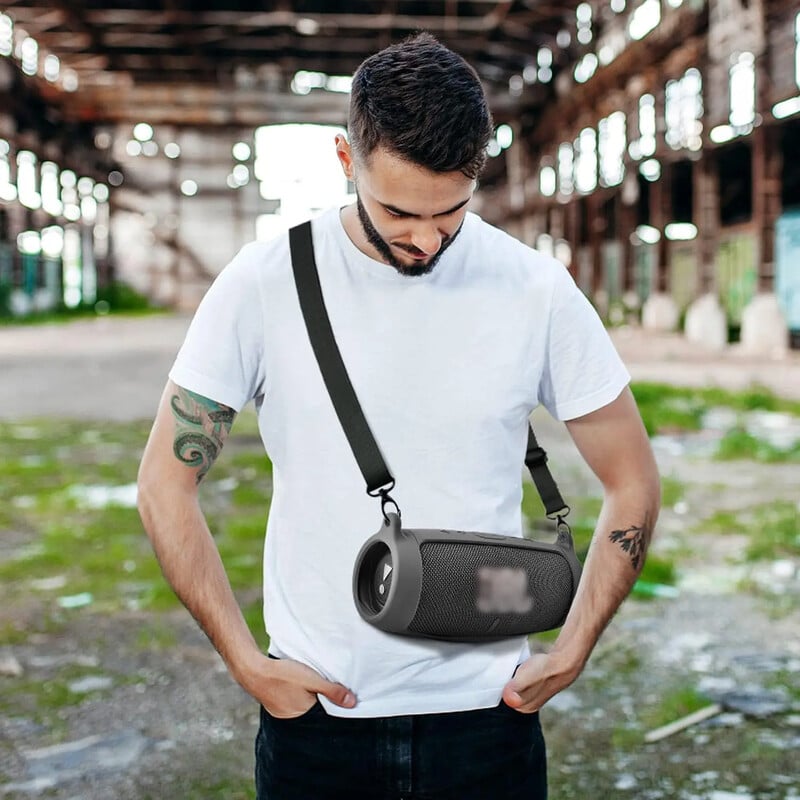 Silikoonist ümbrise kate JBL Charge 5 Bluetoothi kõlarile, reisikandmiskaitse koos õlarihma ja karabiiniga