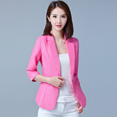 Moteriški švarkai Nauji pavasario vasaros drabužiai Rožiniai vienos sagos laisvalaikio trumpa striukė Moteriški biuro kostiumai Viršutiniai drabužiai Moteriški viršutiniai drabužiai S-5XL