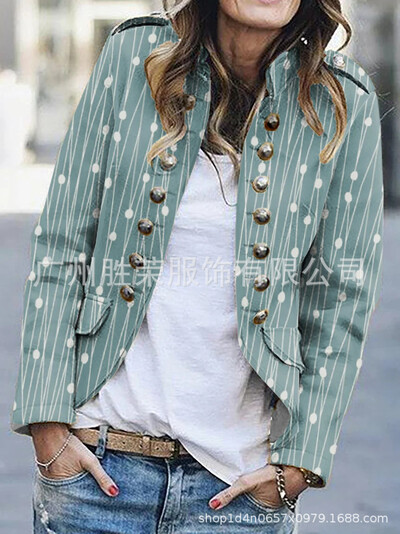 Costum casual de birou la modă pentru femei 2023 toamnă/iarnă nou culoare solidă la două piepte palton slim fit