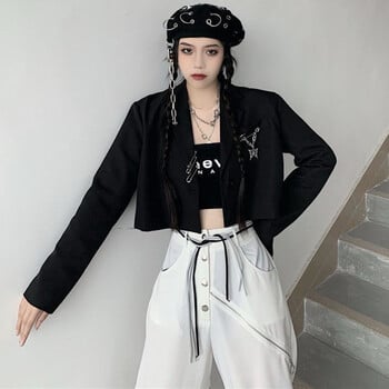 Crop Blazers Γυναικεία Αμερικάνικα Streetwear Προσωπικά Έφηβοι Y2k Ρούχα Νέα άφιξη Σχεδιαστής αλυσίδα Notched Hipsters Temper S-3XL Youth