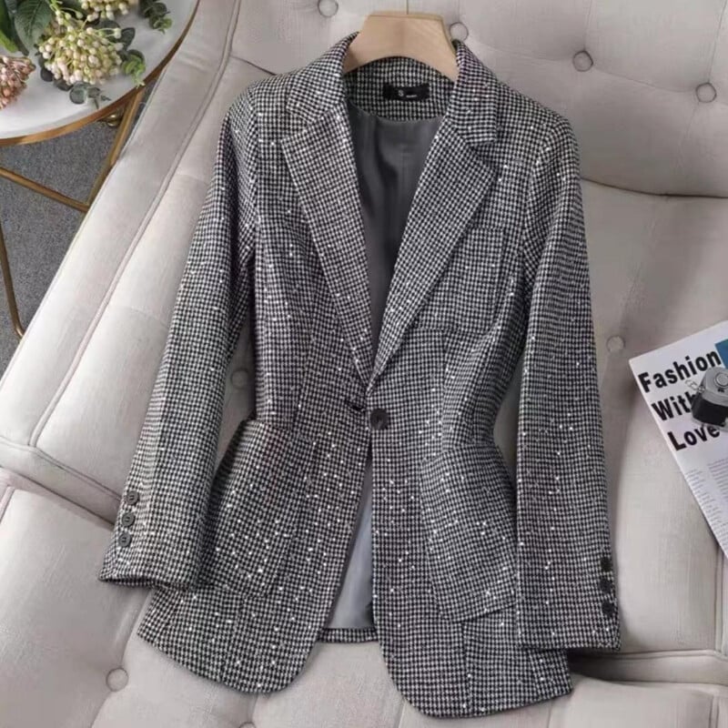 Retro flitrovaná kórejská bunda, žena, veľmi teplé dámske sako, obleky, krajčírske oblečenie, dlhý kabát, jesenné outfity, ležérny luxusný trend