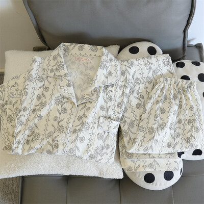 Iepuri imprimate Seturi de pijamale Kawaii drăguțe pentru femei Seturi de pijamale moi de toamnă Lenjerie de dormit Set pantaloni cu mânecă lungă Pijamale pentru femei Costum de acasă