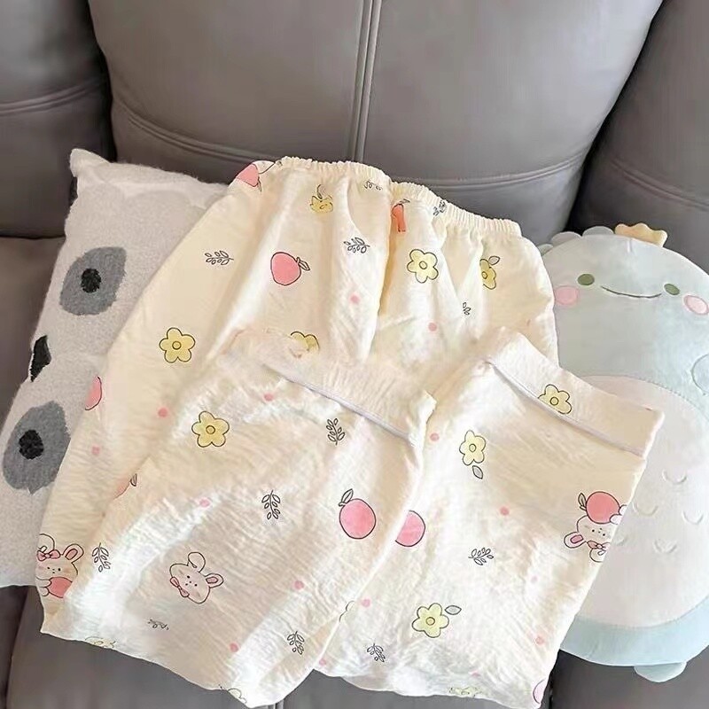 Iepuri imprimate Seturi de pijamale Kawaii drăguțe pentru femei Seturi de pijamale moi de toamnă Lenjerie de dormit Set pantaloni cu mânecă lungă Pijamale pentru femei Costum de acasă