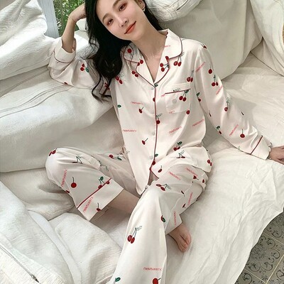 Dámske pyžamo s dlhým rukávom a čipkou Ice Silk, zelené, prémiové, dvojdielne, s efektom Sweet Homewear, modrá