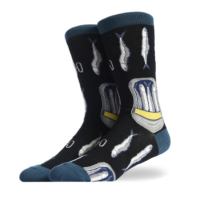 Férfi zokni Vicces nagy méretű Alien Ízletes ételek Nyomtatás Színes Snack Burger Pizza Boldog Harajuku Skate Cotton Sokken