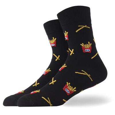 Férfi zokni Vicces nagy méretű Alien Ízletes ételek Nyomtatás Színes Snack Burger Pizza Boldog Harajuku Skate Cotton Sokken