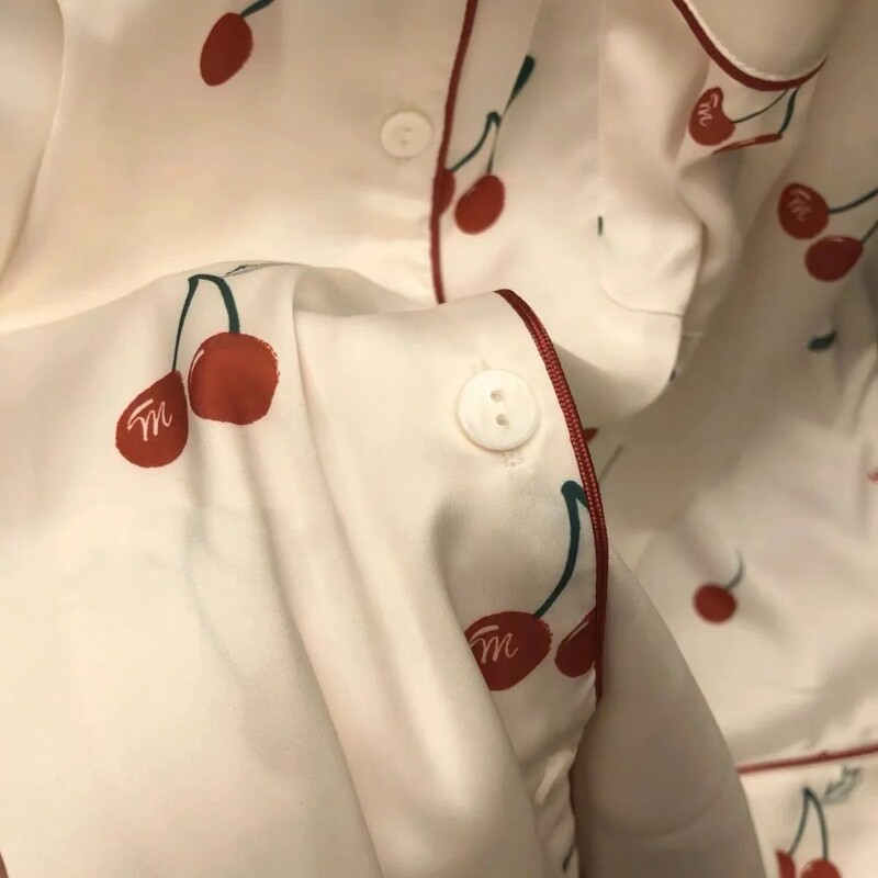 2023, primăvară, toamnă, noua pijamale din mătase de gheață, 2 bucăți, pentru femei, cardigan la modă, pijamale pentru femei, cu imprimare dulce, haine de relaxare, set pentru femei