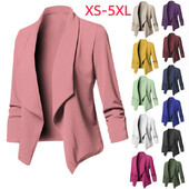 Sieviešu OL bleizeri Lielizmēra S-5XL Sieviešu robaini garām piedurknēm, krokām, plāni biznesa apģērbi, jaciņas, bleizeri, mēteļi