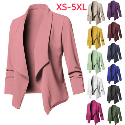 Femei OL Blazere supradimensionate S-5XL Femei cu crestătură mânecă lungă plisată subțire îmbrăcăminte de lucru pentru afaceri Cardigan Blazere paltoane