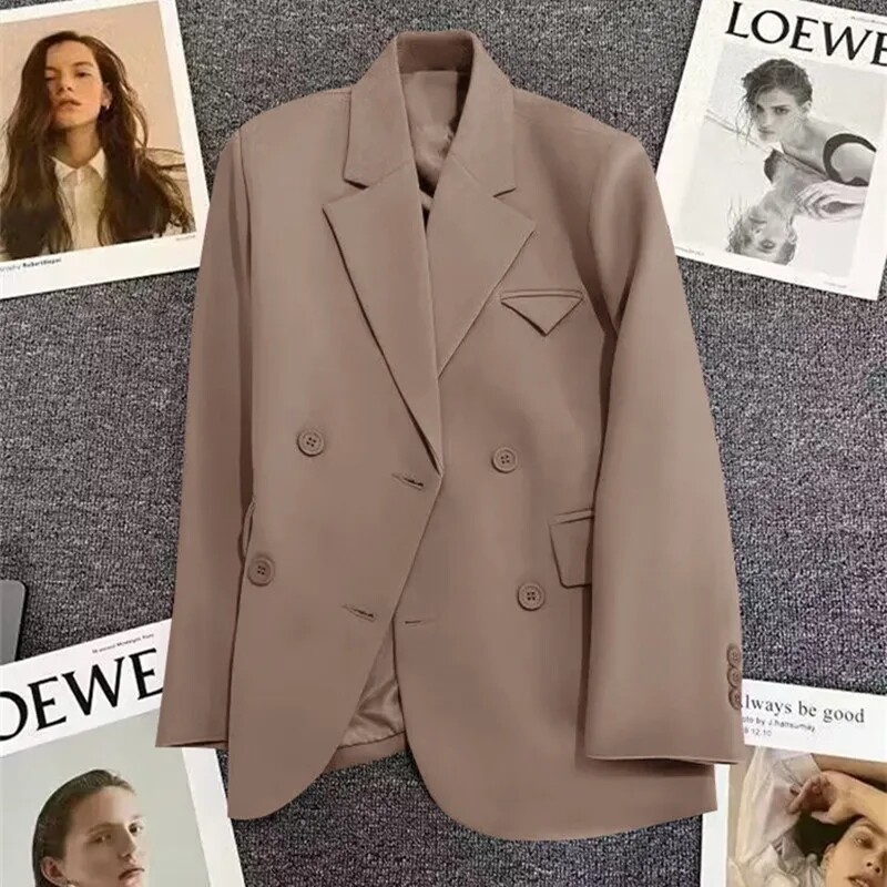 2024, új tavaszi, őszi divat, rózsaszín blézer dzseki, női hosszú ujjú karcsú, alkalmi irodai elegáns női tömör öltönykabát, női felsők