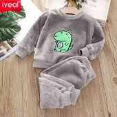 IYEAL Baby Boy Girl Clothes Pijama Set Flannel Fleece Toddler Children Tople Sleepwear Детски домашен костюм Пижама 1-7Years