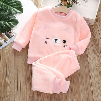 IYEAL Baby Boy Girl Clothes Pijama Set Flannel Fleece Toddler Children Tople Sleepwear Детски домашен костюм Пижама 1-7Years