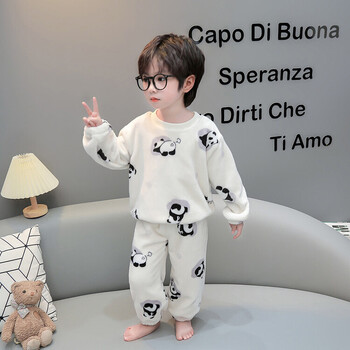 IYEAL Baby Boy Girl Clothes Pijama Set Flannel Fleece Toddler Children Tople Sleepwear Детски домашен костюм Пижама 1-7Years