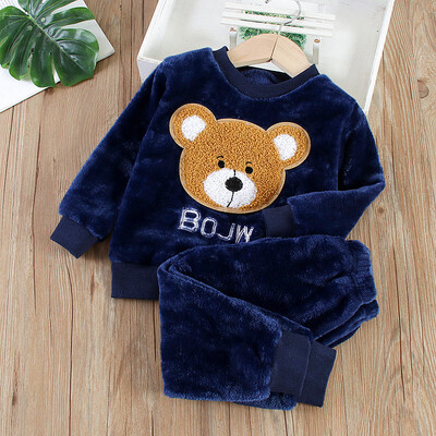 IYEAL Baby Boy Girl Clothes Pijama Set Flannel Fleece Toddler Children Tople Sleepwear Детски домашен костюм Пижама 1-7Years