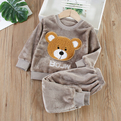 IYEAL Baby Boy Girl Clothes Pijama Set Flannel Fleece Toddler Children Tople Sleepwear Детски домашен костюм Пижама 1-7Years