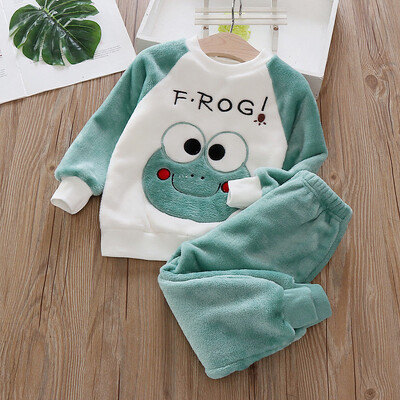 IYEAL Baby Boy Girl Clothes Pijama Set Flannel Fleece Toddler Children Tople Sleepwear Детски домашен костюм Пижама 1-7Years