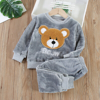 IYEAL Baby Boy Girl Clothes Pijama Set Flannel Fleece Toddler Children Tople Sleepwear Детски домашен костюм Пижама 1-7Years