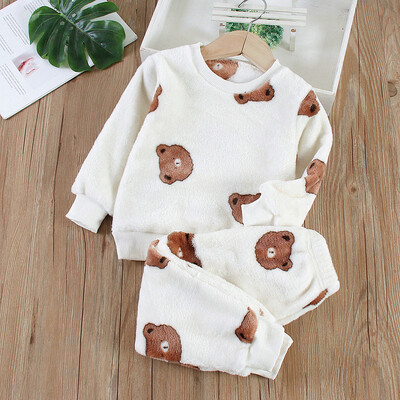IYEAL Baby Boy Girl Clothes Pijama Set Flannel Fleece Toddler Children Tople Sleepwear Детски домашен костюм Пижама 1-7Years