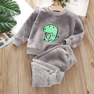 IYEAL Baby Boy Girl Clothes Pijama Set Flannel Fleece Toddler Children Tople Sleepwear Детски домашен костюм Пижама 1-7Years