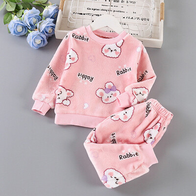IYEAL Baby Boy Girl Clothes Pijama Set Flannel Fleece Toddler Children Tople Sleepwear Детски домашен костюм Пижама 1-7Years