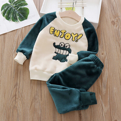 IYEAL Baby Boy Girl Clothes Pijama Set Flannel Fleece Toddler Children Tople Sleepwear Детски домашен костюм Пижама 1-7Years