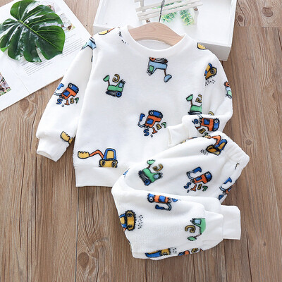 IYEAL Baby Boy Girl Clothes Pijama Set Flannel Fleece Toddler Children Tople Sleepwear Детски домашен костюм Пижама 1-7Years