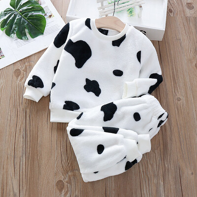 IYEAL Baby Boy Girl Clothes Pijama Set Flannel Fleece Toddler Children Tople Sleepwear Детски домашен костюм Пижама 1-7Years
