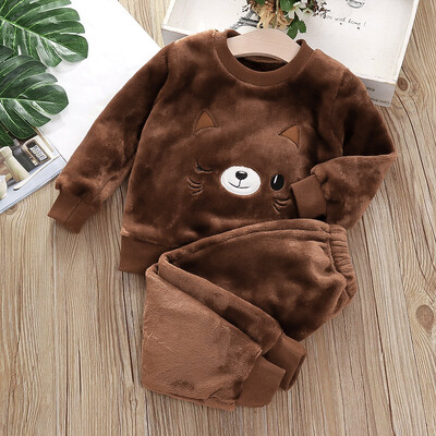 IYEAL Baby Boy Girl Clothes Pijama Set Flannel Fleece Toddler Children Tople Sleepwear Детски домашен костюм Пижама 1-7Years