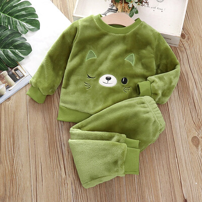 IYEAL Baby Boy Girl Clothes Pijama Set Flannel Fleece Toddler Children Tople Sleepwear Детски домашен костюм Пижама 1-7Years