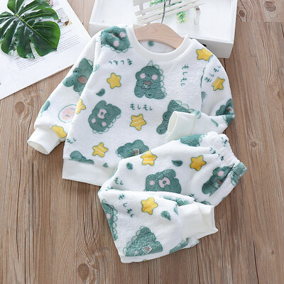 IYEAL Baby Boy Girl Clothes Pijama Set Flannel Fleece Toddler Children Tople Sleepwear Детски домашен костюм Пижама 1-7Years