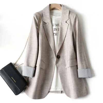 Blazer casual de primăvară cu mânecă lungă pentru damă, 2024, noua modă, costume în carouri de afaceri, pentru femei, pentru birou, pentru birou, pentru femei, jachete, S-6XL