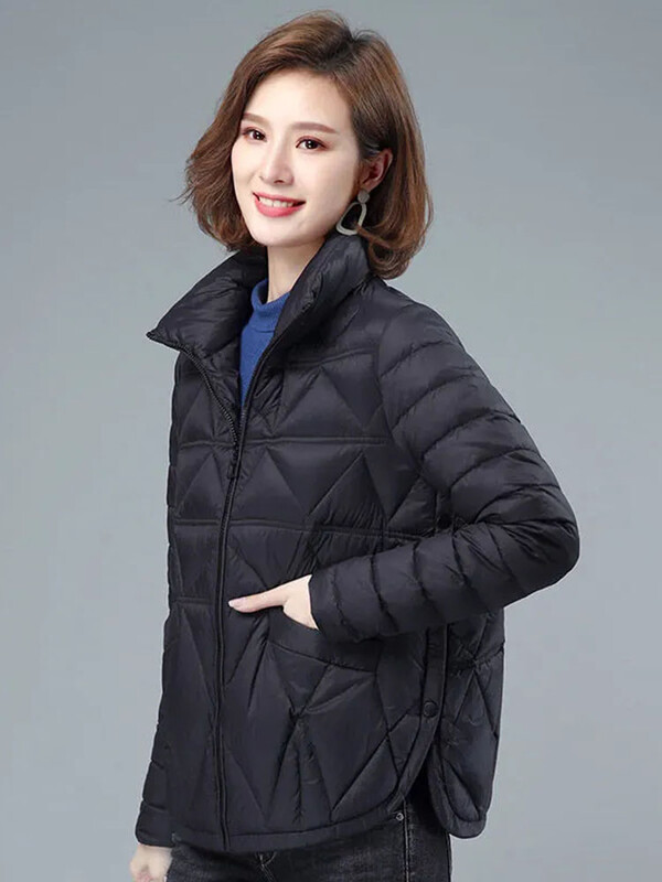 Zimski kratki kaputi Ženska jakna, velika veličina, lagani dizajn, nepravilni gumbi, Casacos Para Baixo, ležerne parke s ovratnikom