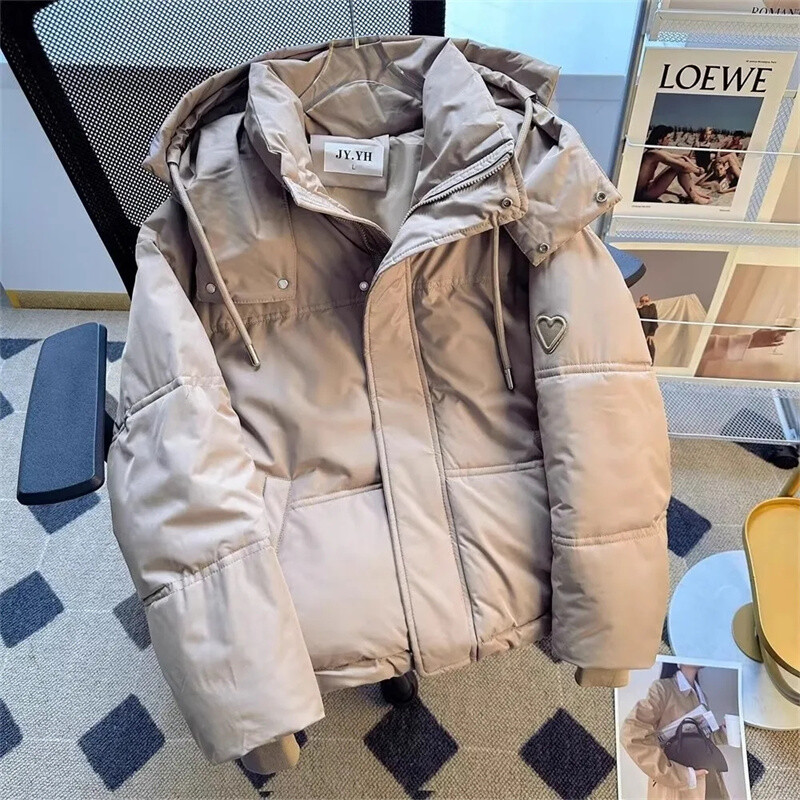 Nou 2024 jachetă scurtă pentru femei Parka de iarnă cu glugă groasă din bumbac paltoane căptușite pentru femei coreeană parka pufă largi pentru doamnă oversize outw