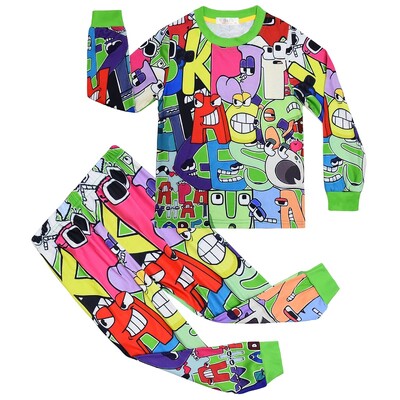 Alphabet Lore 110-150 Pidžaamad lastele Koduriided Magamisriided Poiste Pidžaamakomplektid Teismeliste Tüdrukute Pidžaama Kostüüm T-särk Püksid