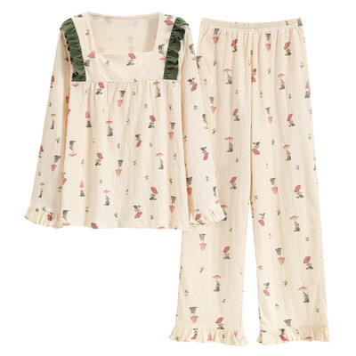 Προώθηση homewear Σετ γυναικεία εσώρουχα πιτζάμες μεγάλου μεγέθους Σετ ασορτί δύο κομματιών για κορίτσια φόρεμα πιτζάμες